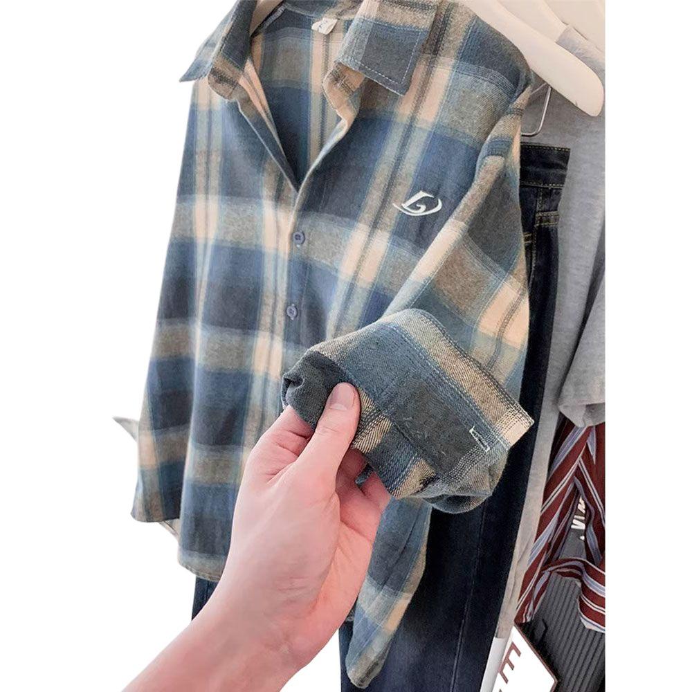 Women's Trendy Plaid Long-Sleeve Shirt Jacket for Autumn/Winter