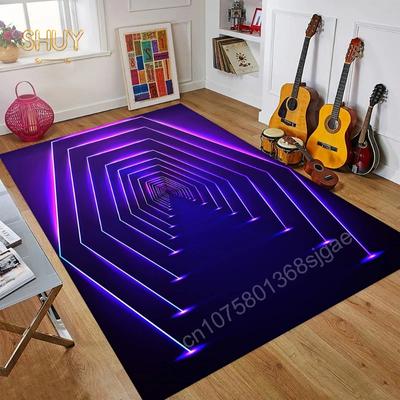 3D-LED-Leuchten, Illusionsteppich für Wohnzimmer, waschbarer Boden, Teenager-Kinderzimmer, Jungen- und Mädchenzimmer, Dekorationsteppich, Lounge, große Fläche, rutschfeste Teppiche