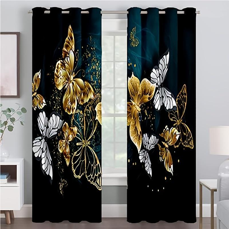 

2 шт. Яркие модные бабочки, красные розы, цветочные шторы, оконное оформление для спальни, офиса, кухни, гостиной, кабинета, домашнего декора W120 X H270(CM)X2&Grommet Top