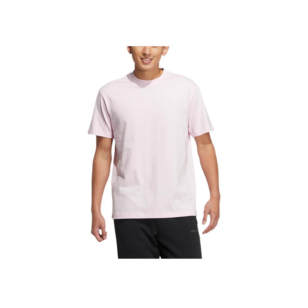 Adidas Neo Solid Color Crew Neck Sports T-Shirt Unisex Tops Clear-Pink HS6815