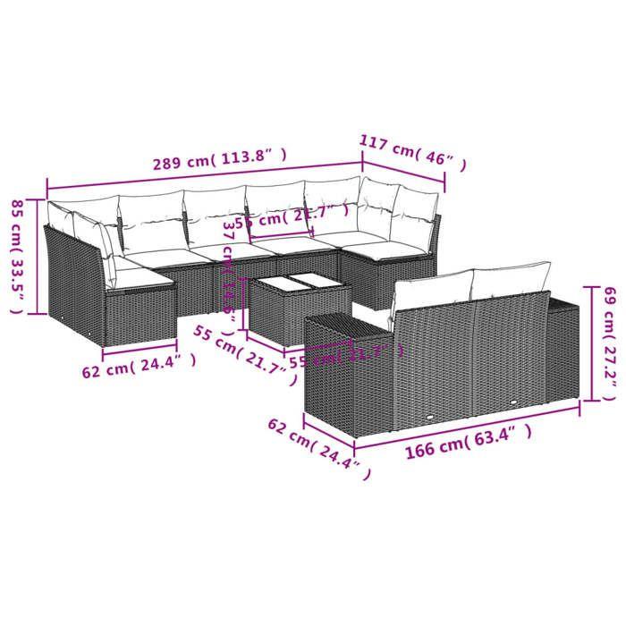 VidaXL Salon de Jardin avec Coussins 10 pcs, Canapés de Terrasse, Ensemble de Meubles de Patio, Mobilier d'Extérieur, Beige 3255365