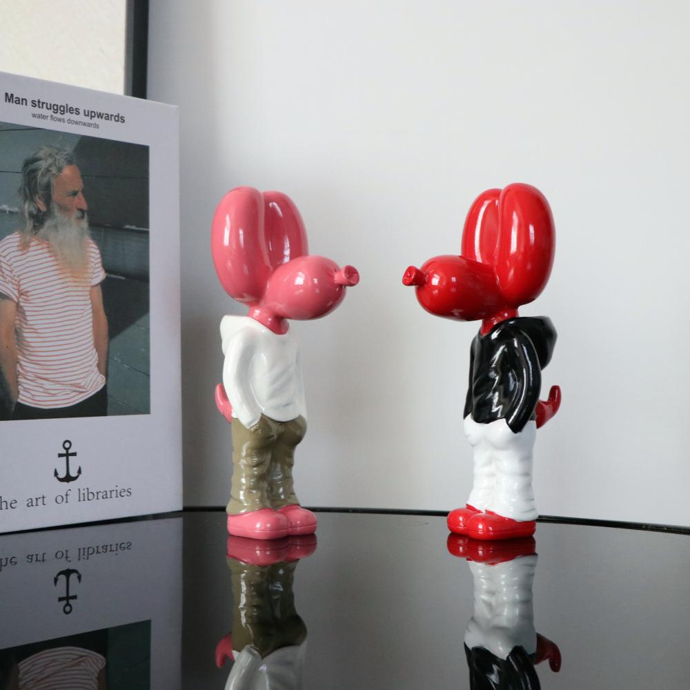 Resin Insert Pocket Balloon Dog Figurines Street Art trend Doll Ornament Fashion Indoor Home Office Desktop TV Cabinet Decor