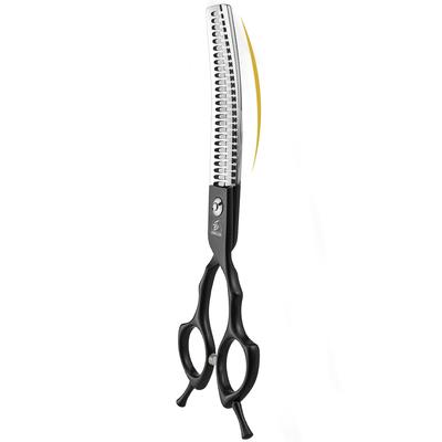 Sangelar 6.5 Inch Black Curved Pet Grooming Shears, Can Bend Upwards and Downwards, Removes 20%-35% and 45%-60% Hair, High-Quality Groomer Tool