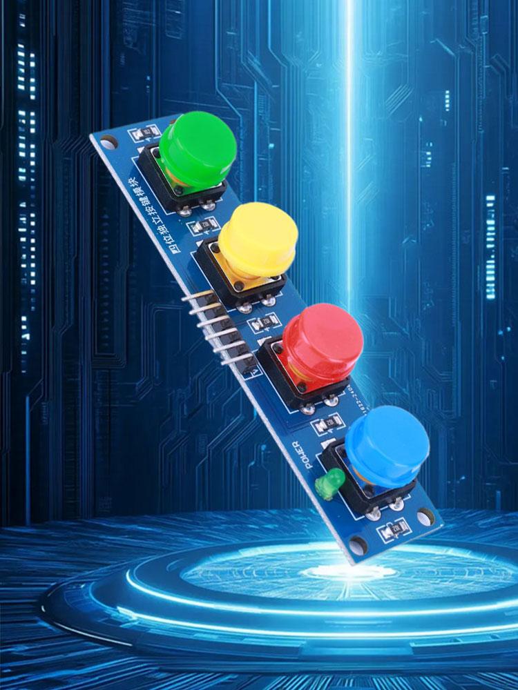 4 Buttons Keyboard Module with Hat & LED Indicator Keypad Module High Level Output for Arduino Or Raspberry Pi