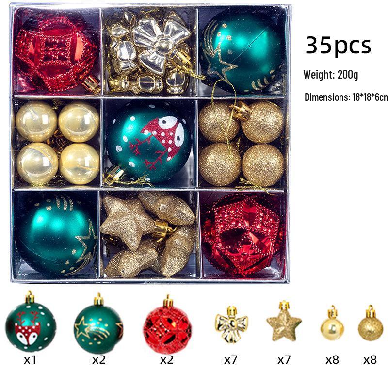 Set of 35 Electroplated Bright Plastic Christmas Ball Ornaments for Window Displays and Decorations