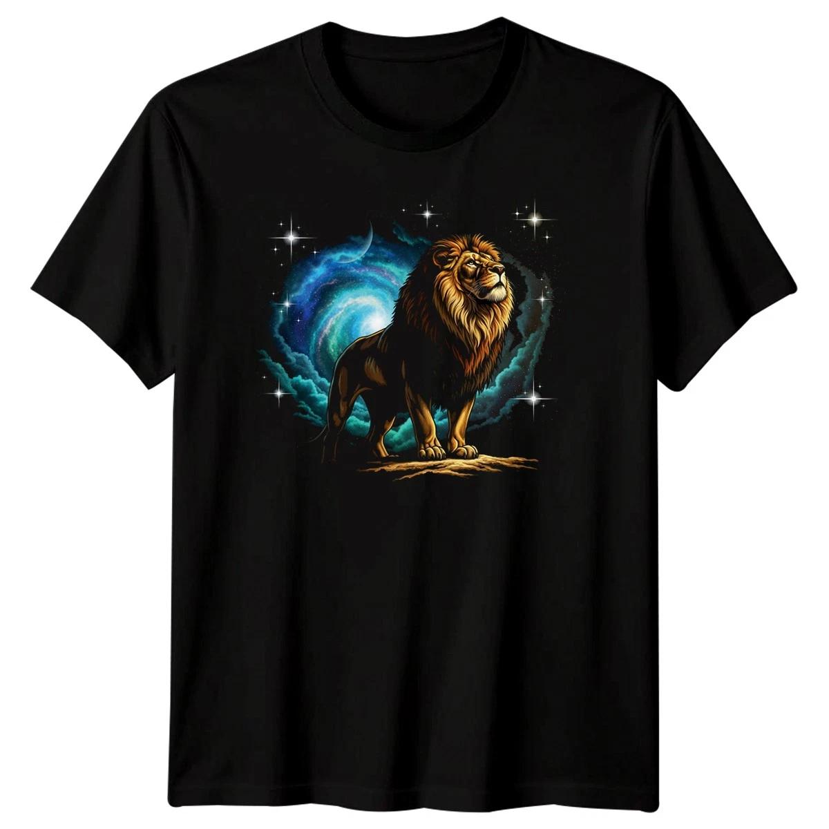 Мужская футболка Лев Небесные Животные Дизайн Звезды Галактики L