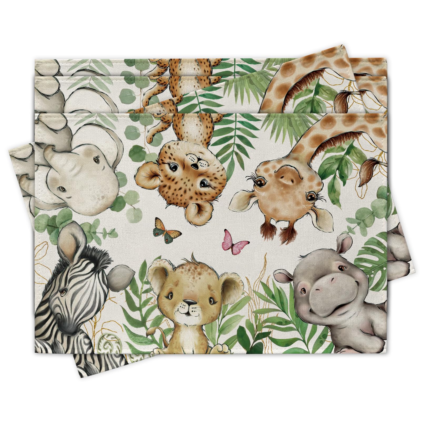 

Spring Summer Colorful Butterfly Placemats Set of 4, Eucalyptus Leaves Dining Place Mats Table Decor, Seasonal Home Kitchen Decoration 12 x 18 Inch 4Pcs-12 X18