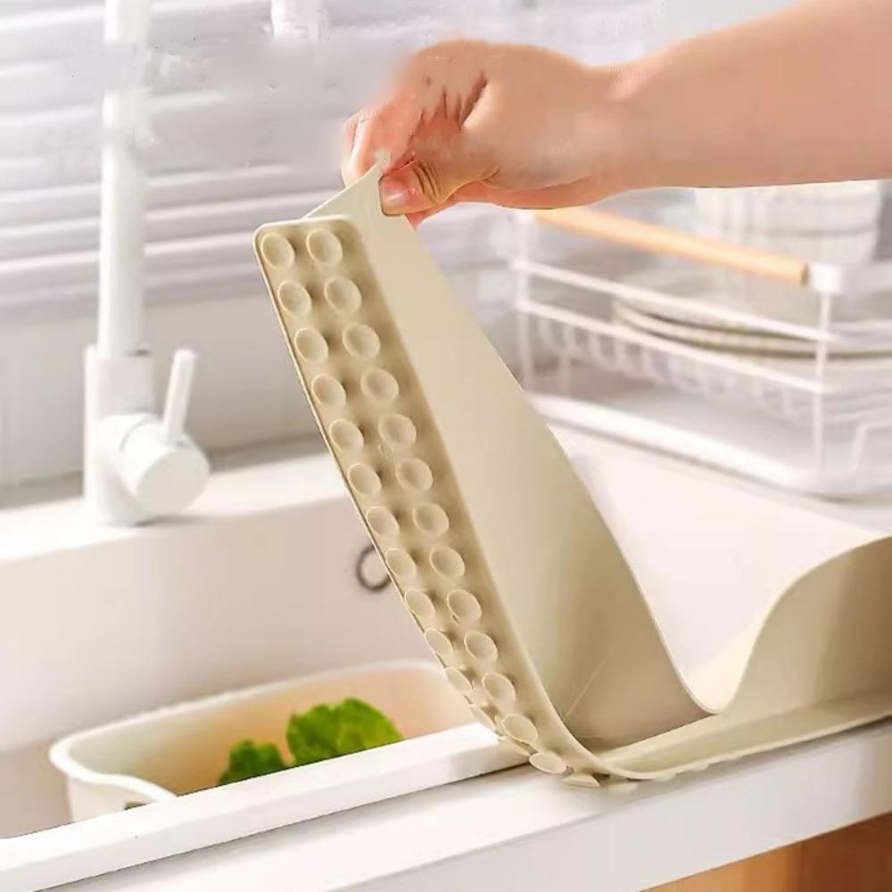 Heightened Silicone Sink Splash Guard | Waterproof Water Barrier with Suction Cups for Kitchen & Bathroom Washbasins