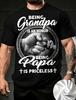 Unisexs Retro Crew Neck Tshirt Fathers Day Gift Idea Being A Grandpa Is An Honor Being A Dad Is Black Background With White