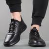 Herrenschuhe Herbst neue lässige Business-Lederschuhe vielseitiger Modetrend Luftkissen Gummizug schwarz Sport-Lederschuhe