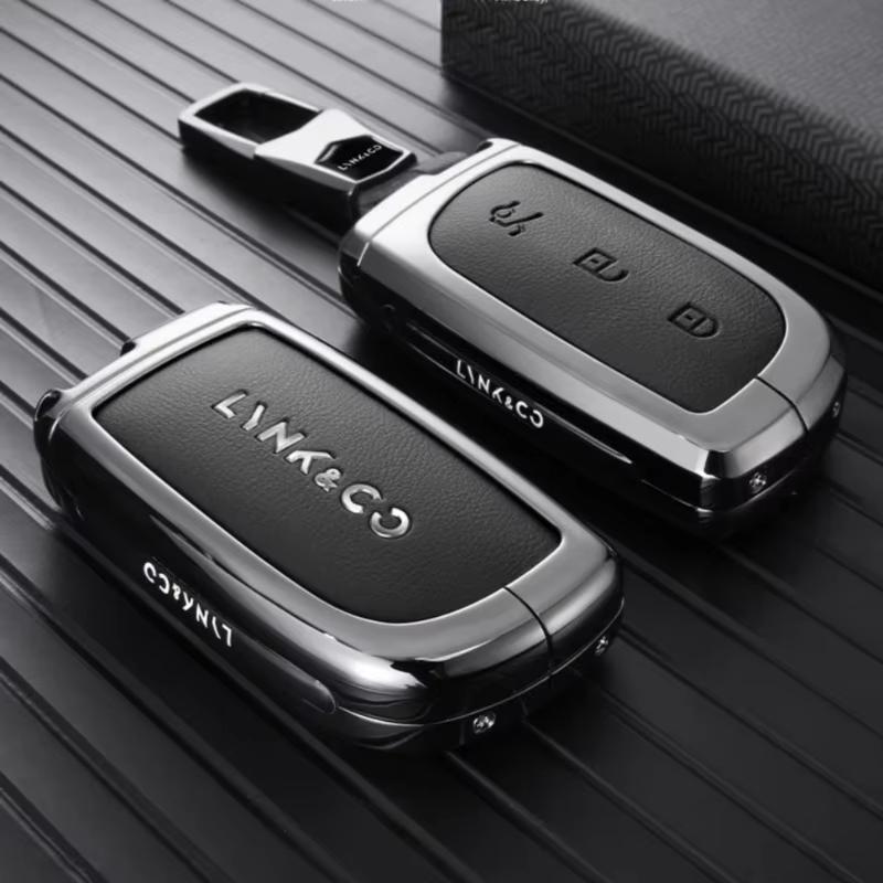 New Zinc Alloy Leather Car Remote Key Case Cover Fob Protector Shell For Lynk&Co Z20 Z10/Lynk&Co 02 01 Auto Interior Accessorie
