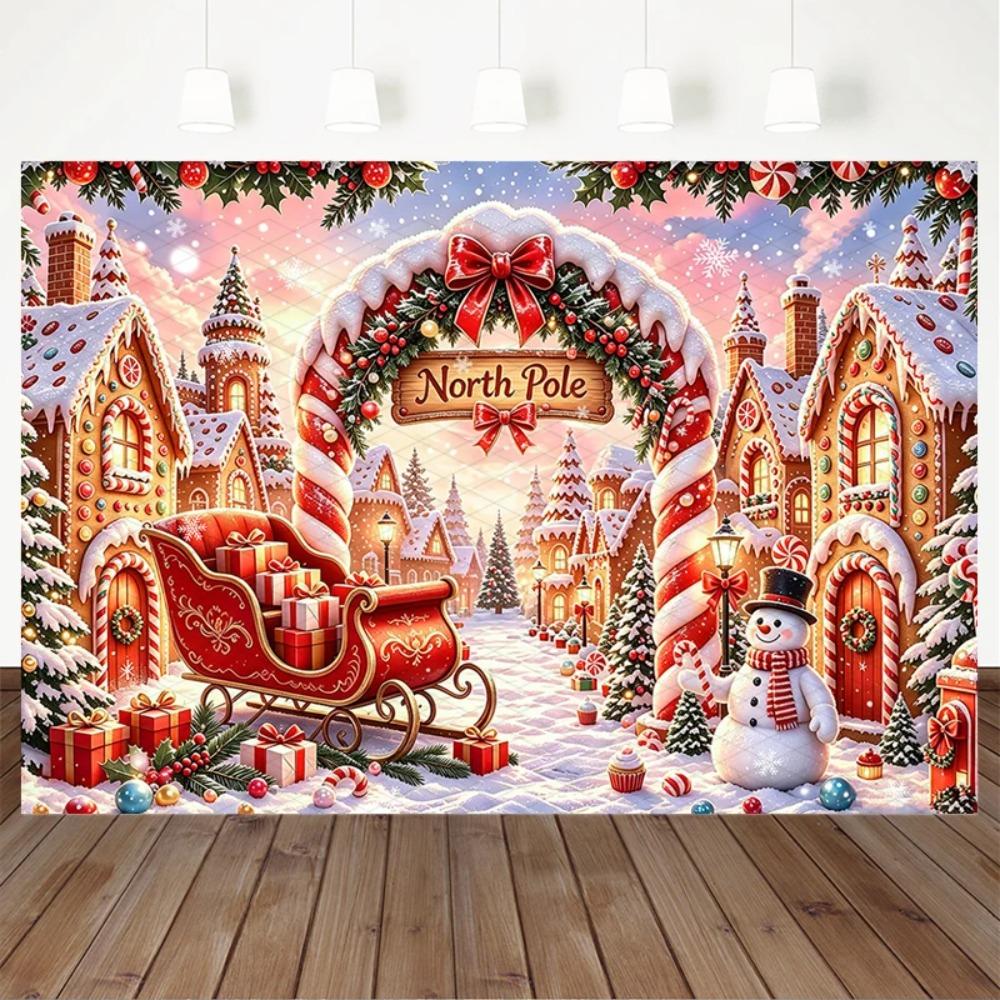 Christmas Candy Vine Sled Gift Box Theme Banner Background Children's Birthday Party Decoration Photography Background Cloth
