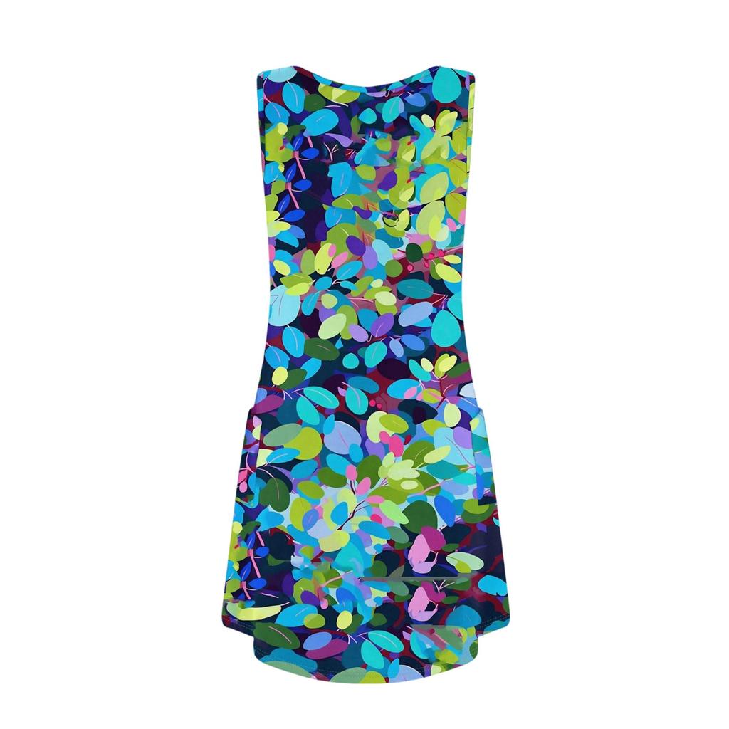 Women's Casual Sundress With Pockets Summer Boho Beach Dress Floral Blouses For Women T-Shirts Dress V Neck Loose Tank Dresses