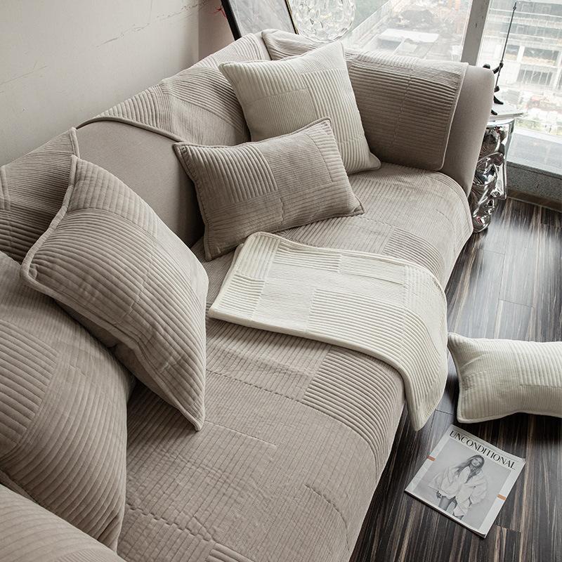 Modern Simple Milk White Fashion Sofa Cushion Thickened Non-Slip Sofa Cover Autumn And Winter Four Seasons Three-Person Sofa Cushion