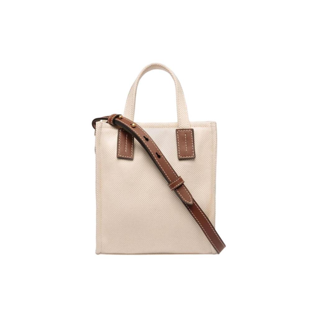 Bally Akelei Logo Print Cotton Fabric With Leather Trim Mini Tote Bag Women Tote Beige 6307810