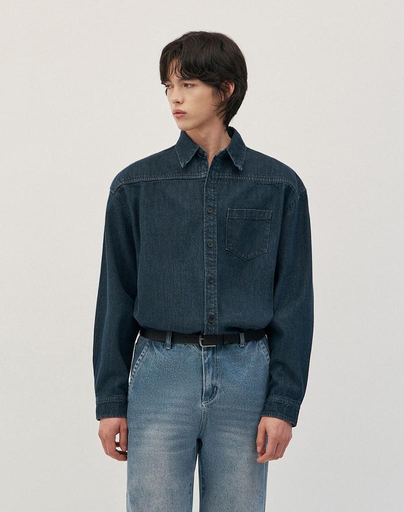 WORK ON BODY OFF Wide Overfit Denim Shirt [Indigo]