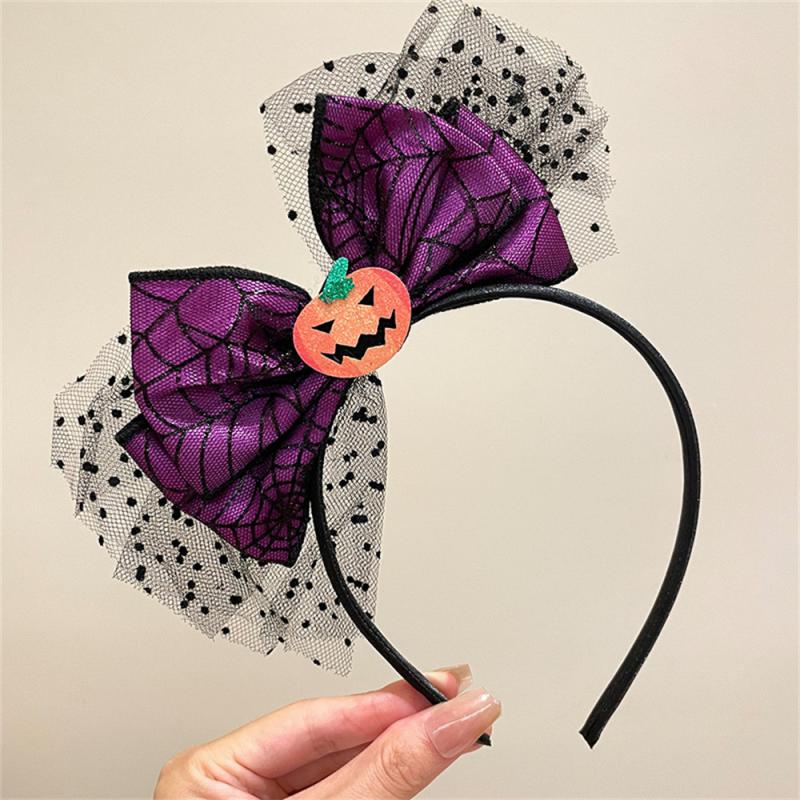 Bow Festival Party Headband Children Funny Evil Pumpkin Headband Cute Hair Card Diablo Halloween Headwear