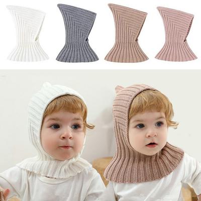 Knitted Baby Beanies Windproof Collar Pullover Cap Kid Windproof Earmuffs Caps  Boy Girl Infant