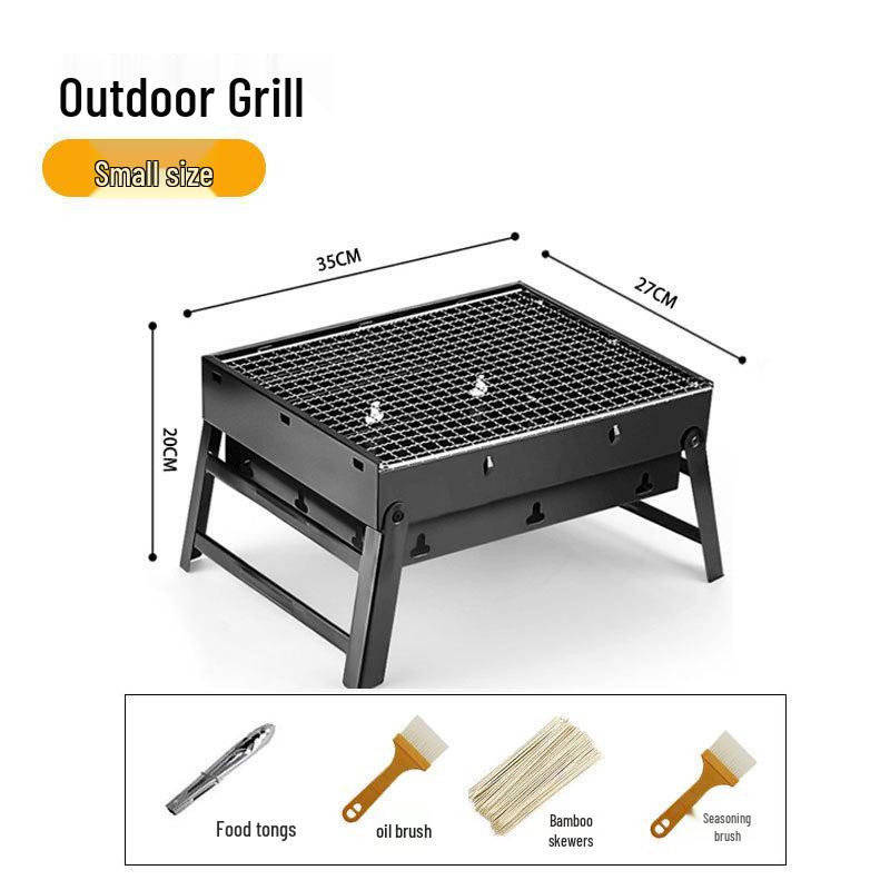 Portable Outdoor Charcoal BBQ Grill - Stainless Steel Folding Rack for Camping