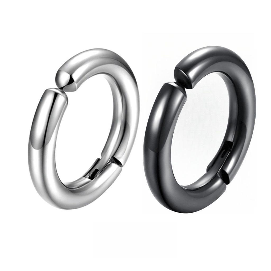 Titanium Steel Ear Hook Men's Ear Ring Without Ear Hole, No Piercing Ear Bar, Round Ear Stud, Circular Shape
