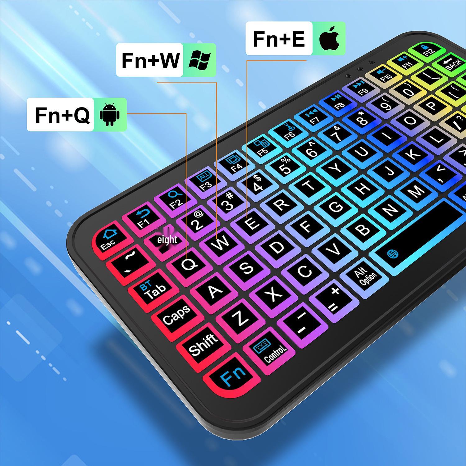 

New Portable Wireless Bluetooth Backlit Keyboard - Compatible with Tablets, Phones, Laptops 132 x 67 x 10 mm