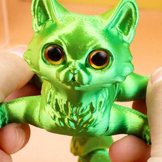 3D Printed Cat Toy Stress Relief Simulation Cat Toy Articulated Animal Fidget Toy Desktop Pet Model Office Desk Decoration Ornament
