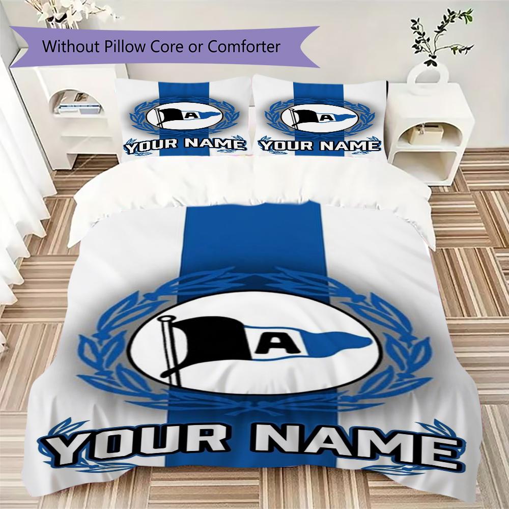 Custom Name Arminia Bielefeld Pattern Bedding uilt Set uilt Cover Pillowcase Home Decoration Birthday Gift (1*duvet cover+2*pillowcase without core)