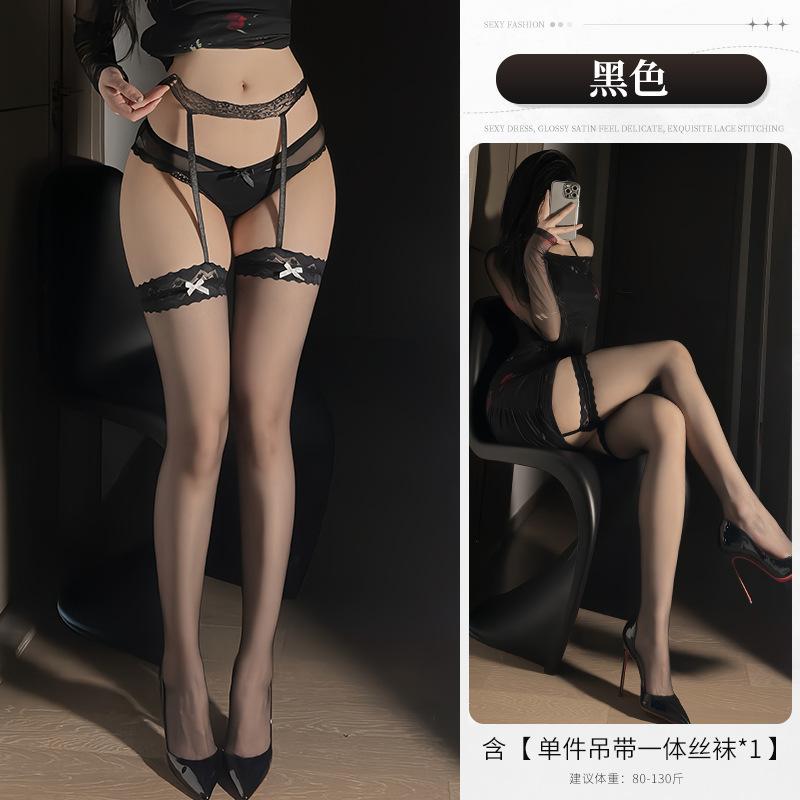 Sexy lace leg rings pure desire over the knee love bow black silk over the knee passion stockings women
