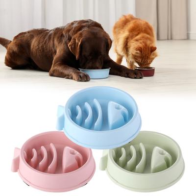 Pet Slow Food Bowl Fishbone Shape Bite-resistant Prevent Choking Slow Eating Healthy Design Small Medium Dog Feed Bowl Pet Supplies