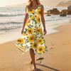 Women's Casual Sleeveless Floral Print Dress Round Neck Asymmetric Hem Mid-Length Summer Dress Lightweight Comfortable