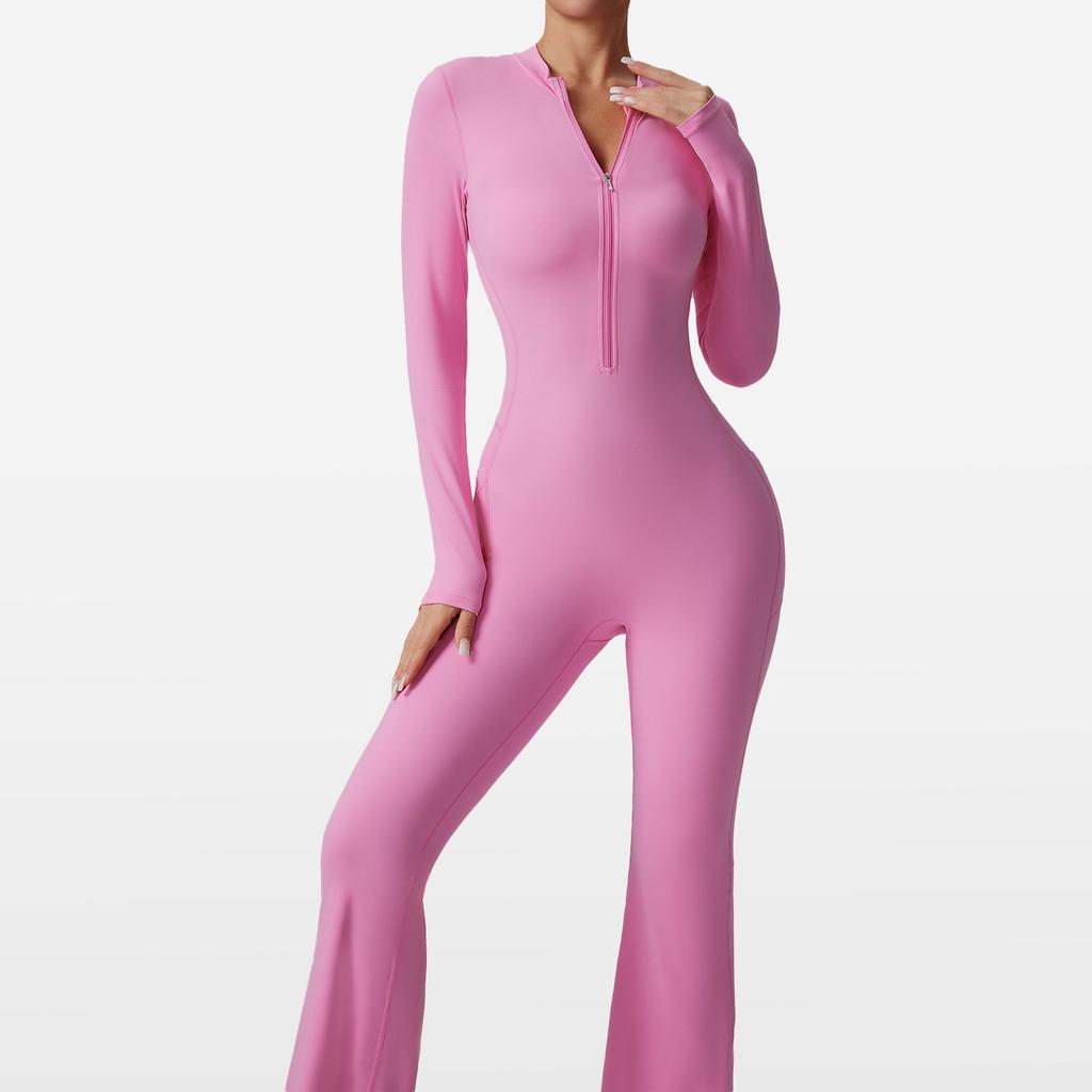 Yoga Jumpsuit With Moisturewicking Fabric Long Sleeve For Fitness And Workout