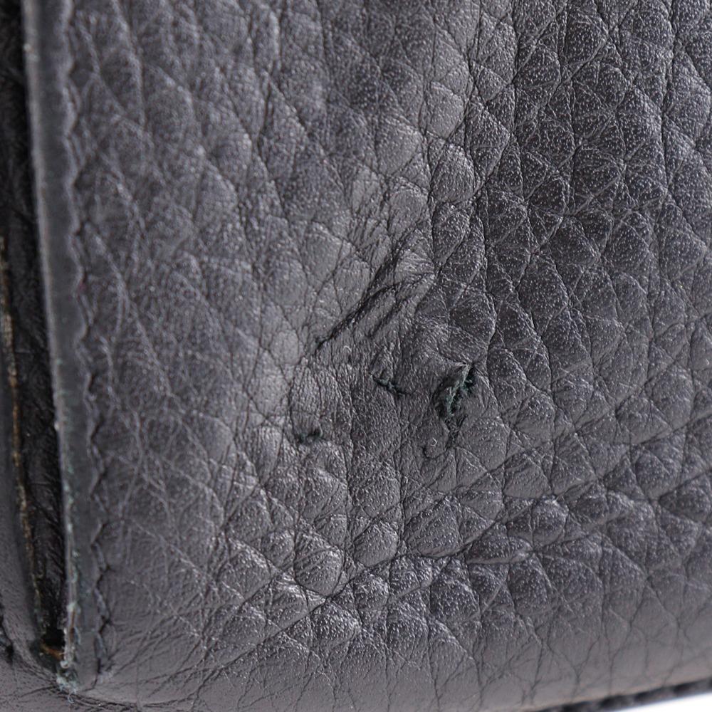 HERMES Dogon Long Purse black Taurillon Clemence unisex Used