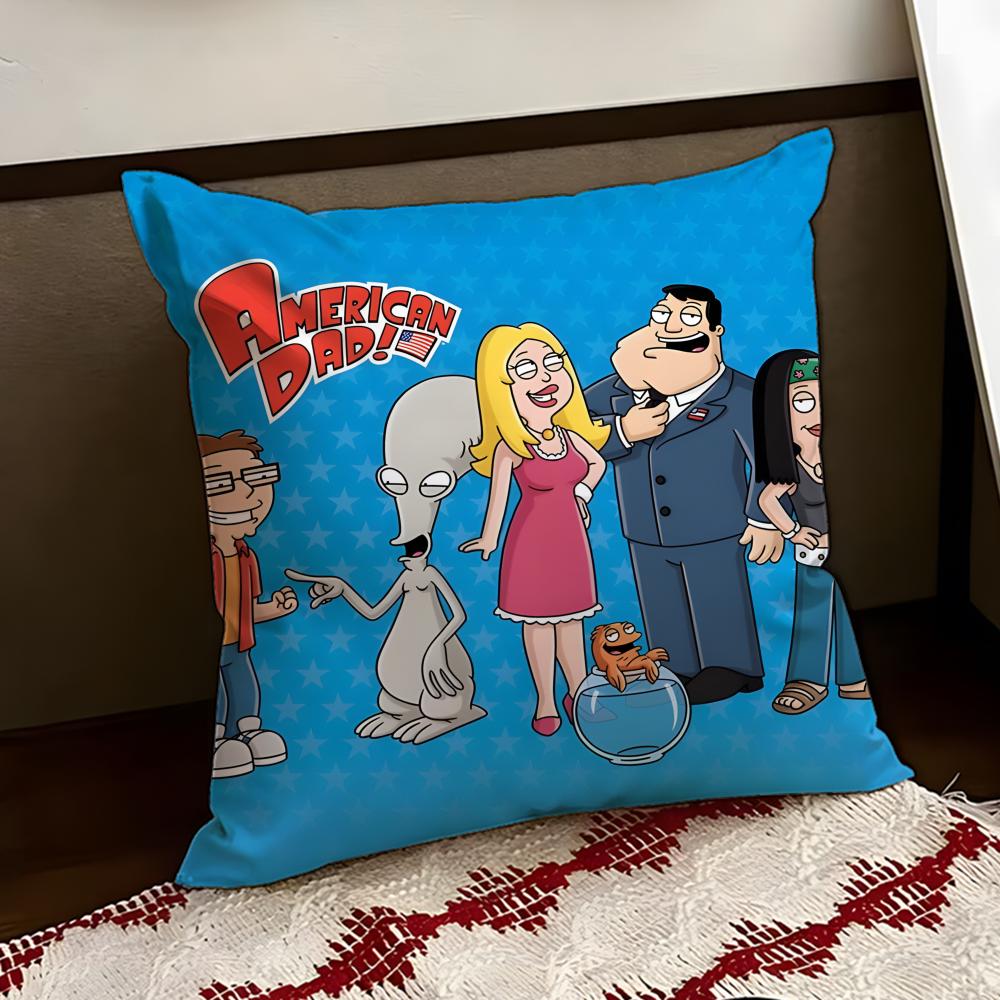 AAmerican DDad Anime Cushion Cover Reversible Soft Durable Pillow Cover Home Car MultiScene Use for Daily Comfort