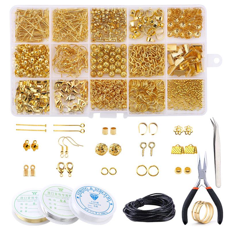 A Set Alloy Jewelry Making Kit Jewelry Making Tools Copper Wire Spacer Beads Crimp beads Earring Hooks handmade Craft Supplies