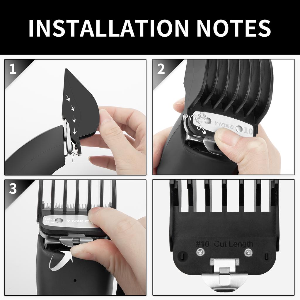YINKE Clipper Guards for Wahl Hair Clippers Trimmers with Metal Clip Premium 6 Size Cutting Lengths Limit Guide Comb Attachments