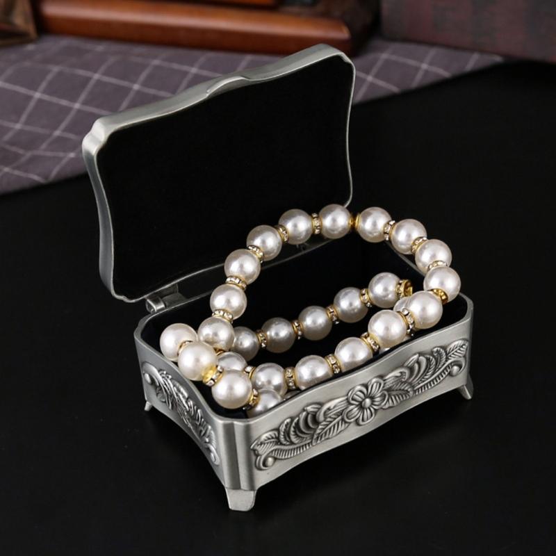 Elegant European Style Zinc Alloy Jewelry Box Storage Container For Necklace And Ring Accessories Storage