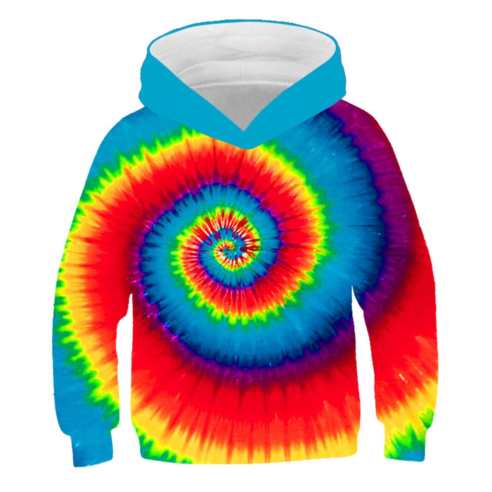 Herbst Hoodie Bunte Batik Hoodies Jungen Sweatshirt Druck Langarm Mode Outdoor Kleidung für Kinder Mädchen Kleidung 130 blue