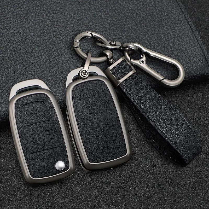 Lega di Zinco + Pelle Custodia Copri Guscio Protettivo per Chiave Auto con Telecomando Flip per Camion Daf 106 Cf Euro 6 Xg Xf