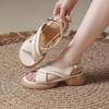 2025 Summer New Cross-strap Platform Sandals Retro with Skirt One-word Buckle Outside Wearing Roman Sandals