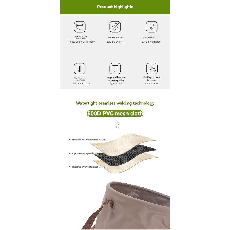 Collapsible Bucket 5 Gallon Multifunctional Portable&Folding Bucket Water Storage Wash Basin for Camping Fishing Hiking Tra