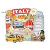 European Souvenir Magnet: Italy & Spain Wooden Decoration