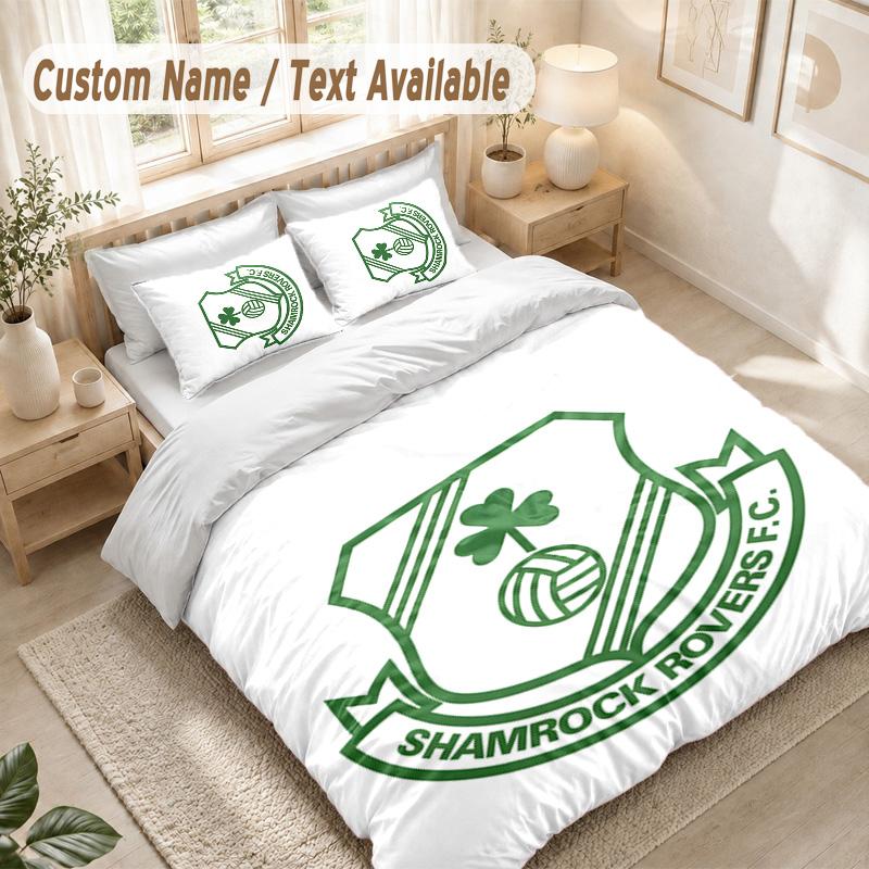 Shamrock Rovers Bedding Set, 1 Duvet Cover & 2 Pillowcases Soft Comfortable Bedroom Home Textile Decor