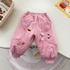 Men's, Women's, and Children's Warm Cotton Pants with Little Bear and Rabbit Design, Featuring 3D Ears - Style 9085 for Autumn/Winter.