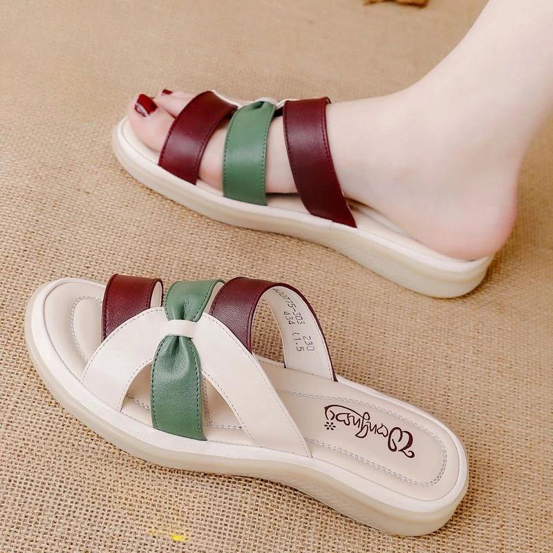 Fashion Woman Slippers Low Heel Sandals Slip-resistant Shoes For Women 2024 Trend H Sandal Clappers Novelties Sale Summer On Slides