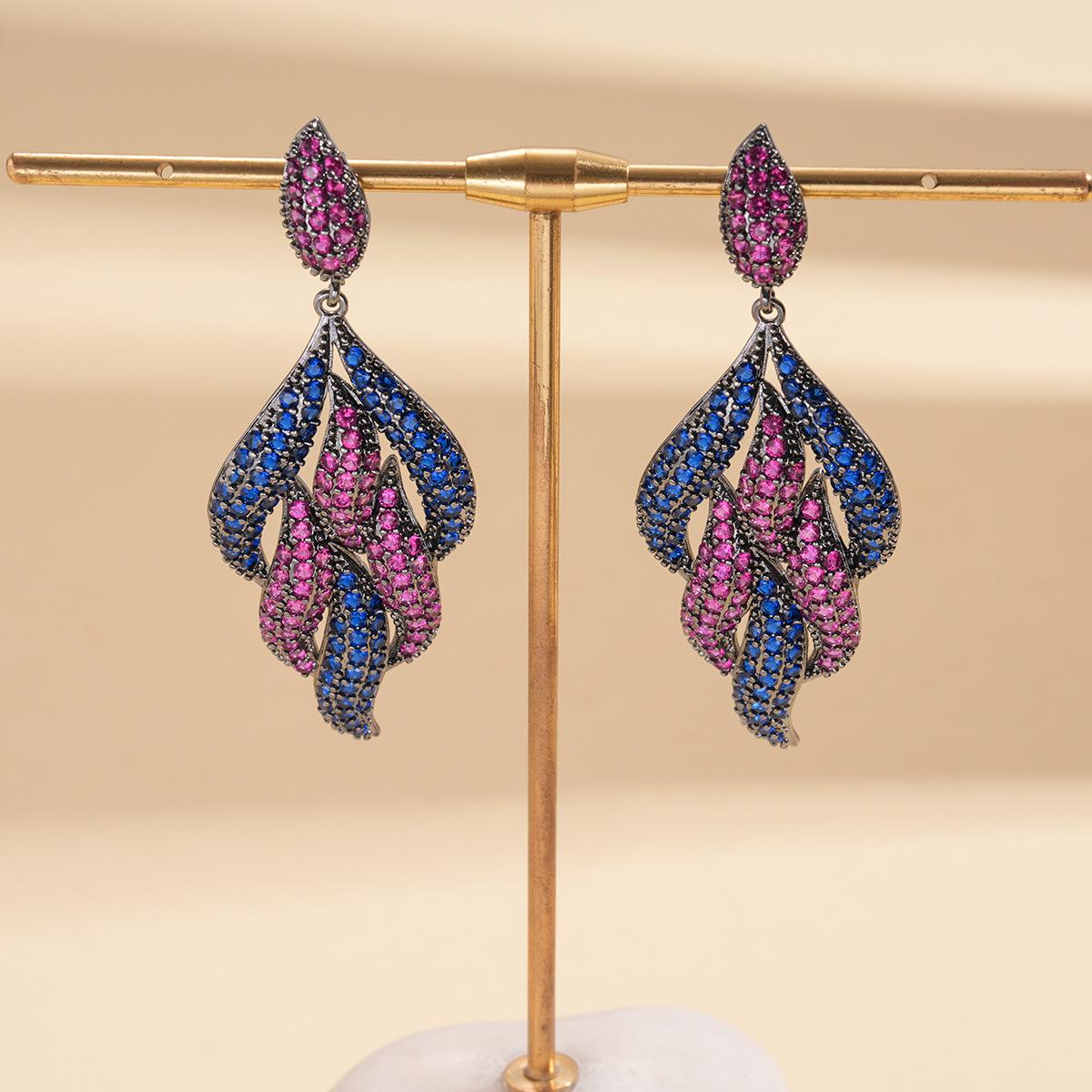 Heavy Industry Zircon Water Drop Silver Needle Earrings Medium Antique Stud Earrings