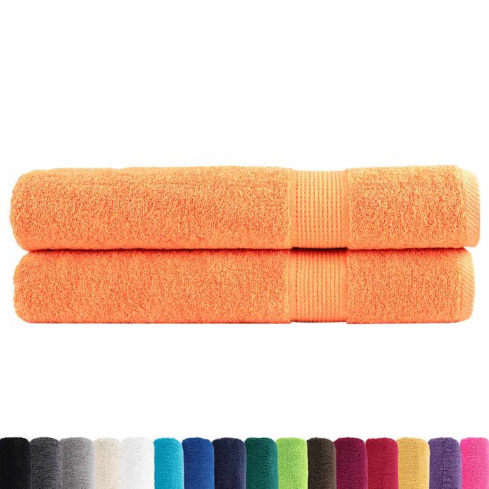 VidaXL Serviettes de Qualité Supérieure 2 pcs, Serviettes de Douche, Draps de Bain, Serviettes d'Invité de Toilette, Orange 137389