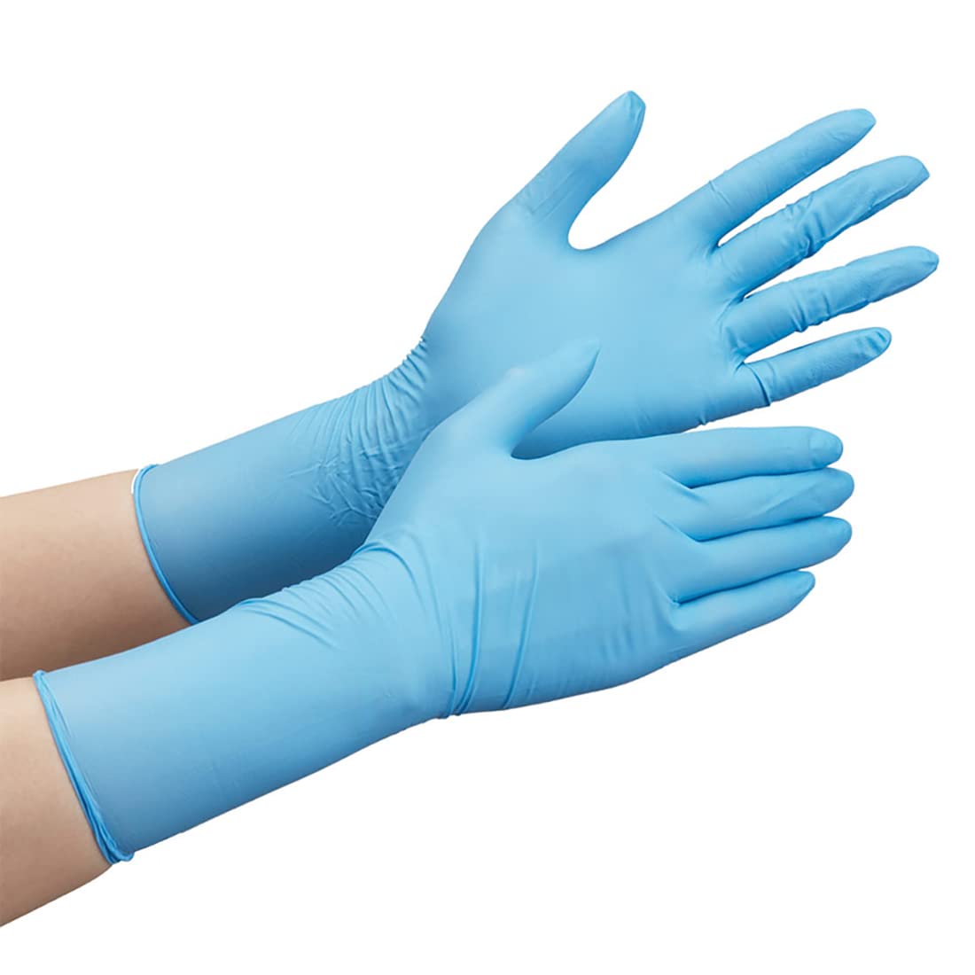 

Midori Anzen Nitrile Work Nitrile High Verte 100 Medium Gloves, Rubber, Long, Non-Slip, Strength, Fit, 756H, Powder-Free, Blue, Count, синий