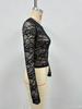 2026 Summer European-American Lace Long Sleeve Slimming Mesh Hollow T-shirt for Women