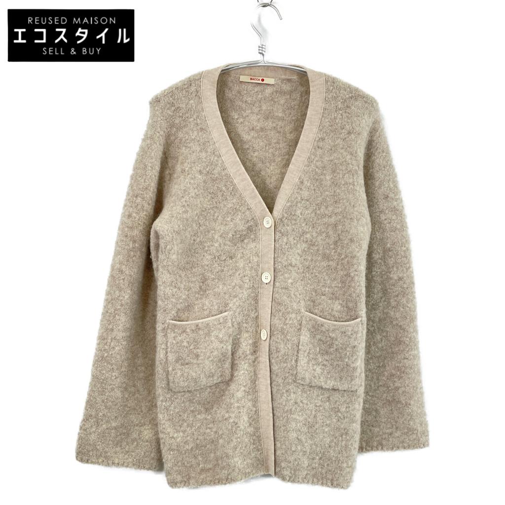 BACCA Beige Beige Alpaca Roof Belted Cardigan Tops S beigeUsed
