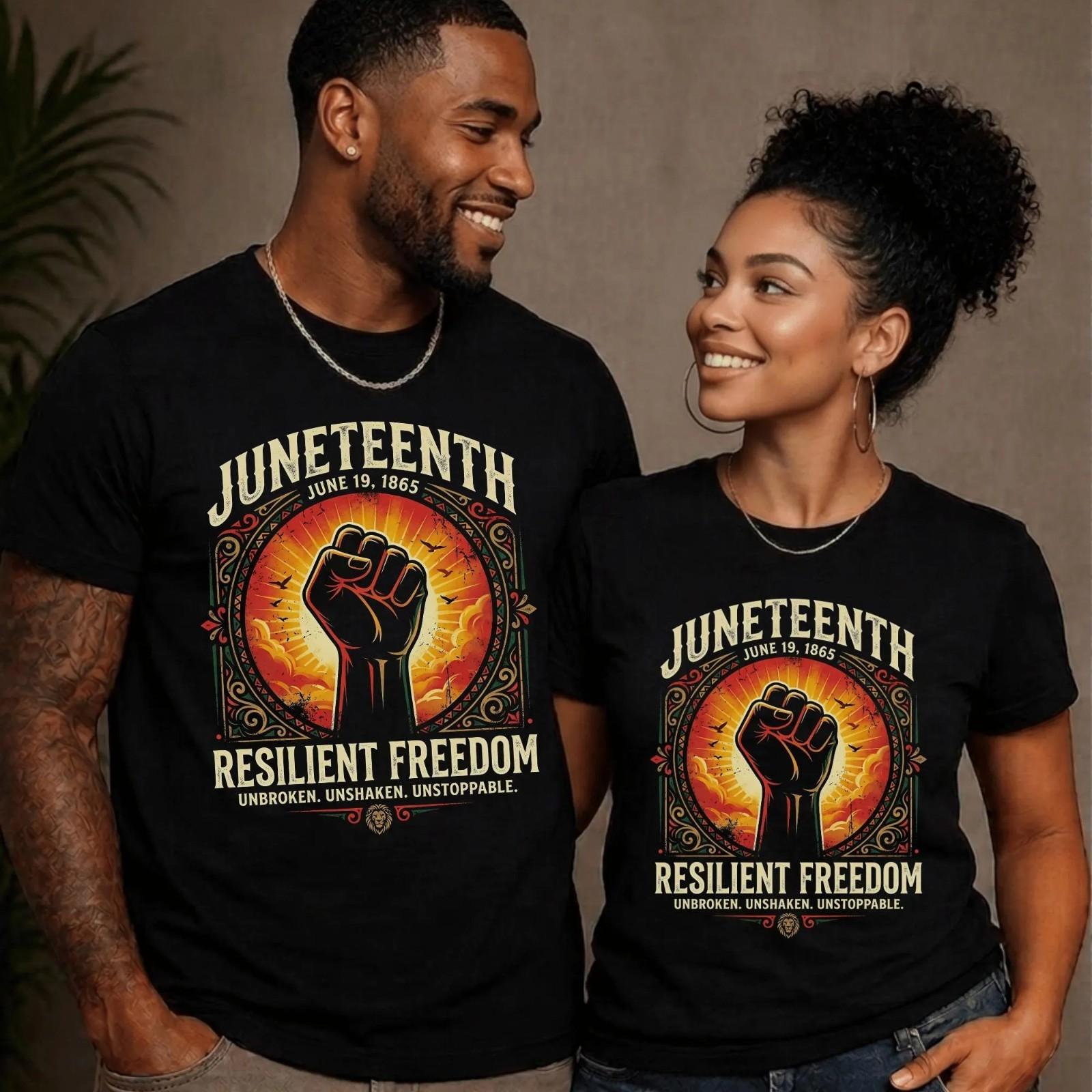 Juneteenth Shirt 2026, Black Owned Juneteenth 1865 Resilient Freedom T-Shirt XXXL
